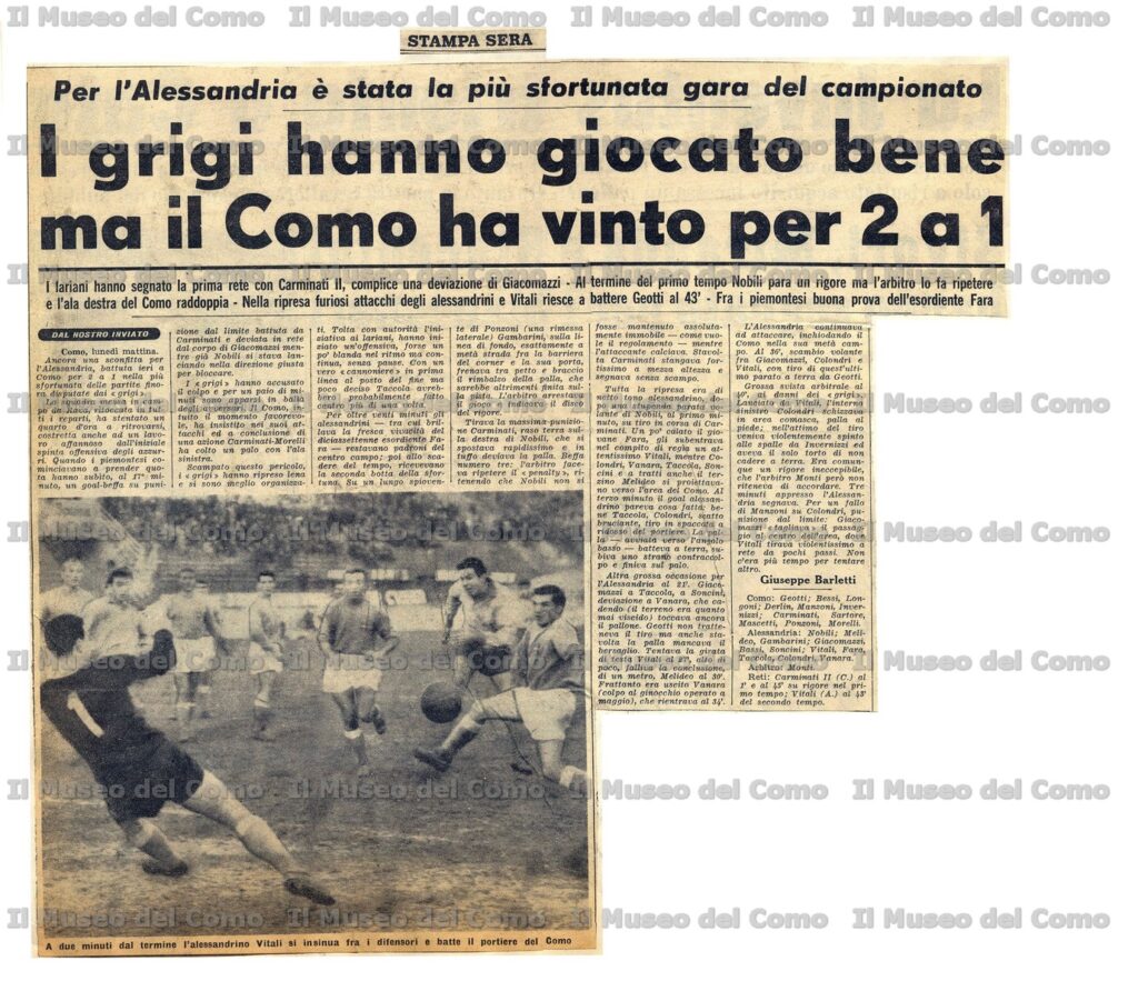 1319 25/11/1962 COMO-ALESSANDRIA 2-1 - Il Museo del Como