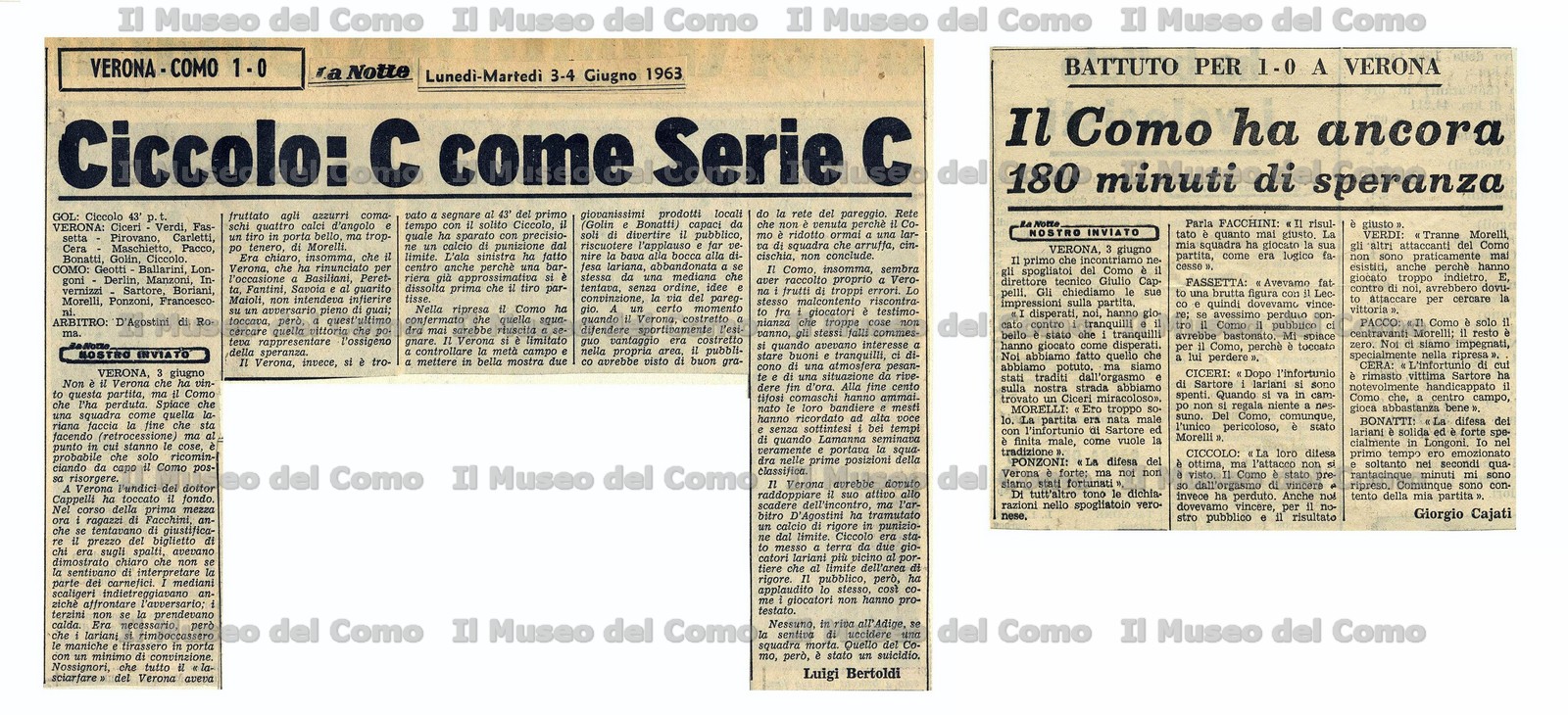 1344 02/06/1963 VERONA-COMO 1-0 - Il Museo Del Como